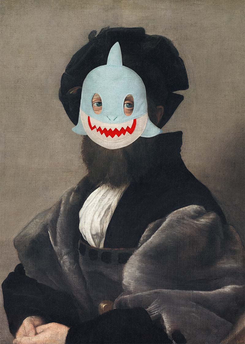 Felt Shark Mask Portrait Print