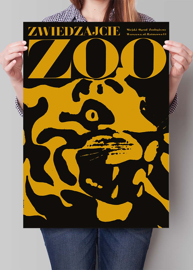 Vintage Warsaw Zoo Tiger Poster