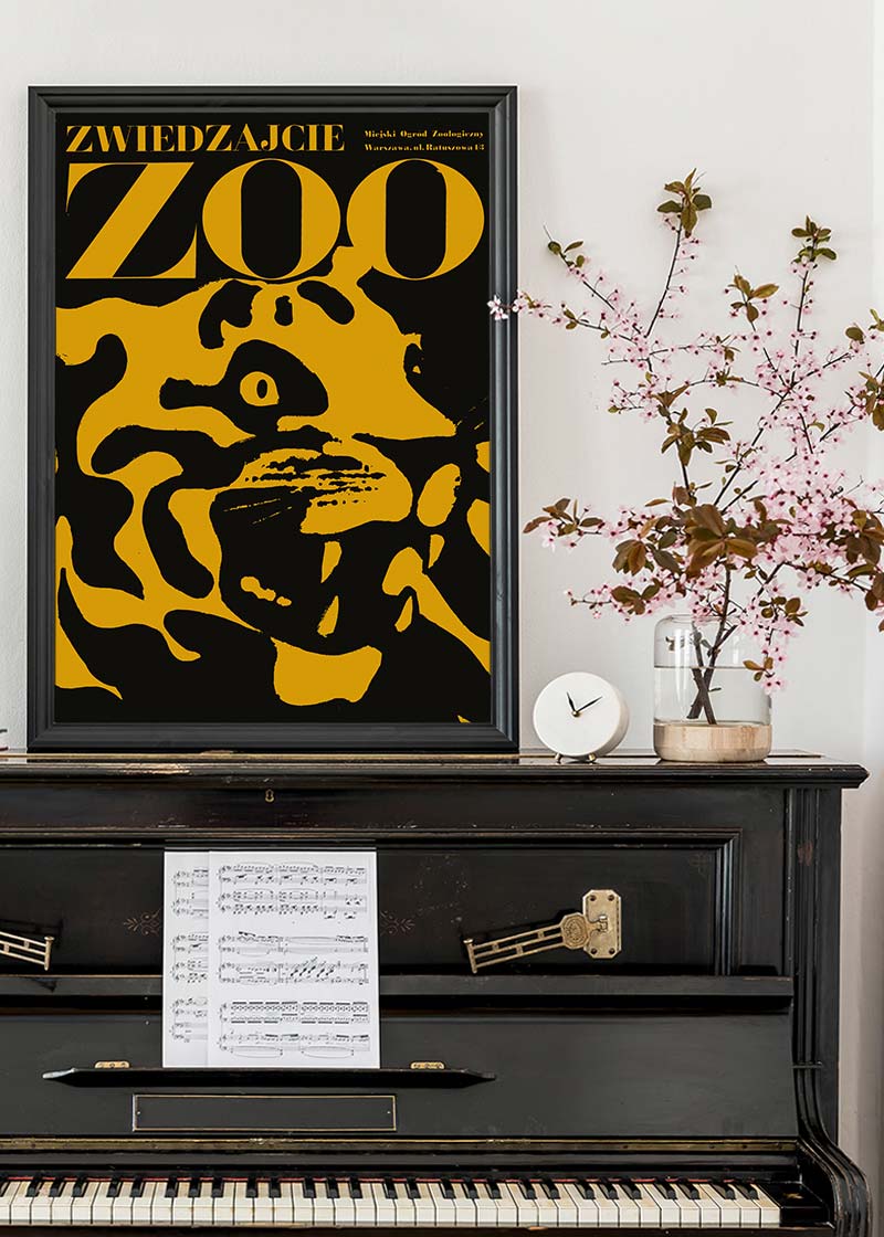 Vintage Warsaw Zoo Tiger Poster