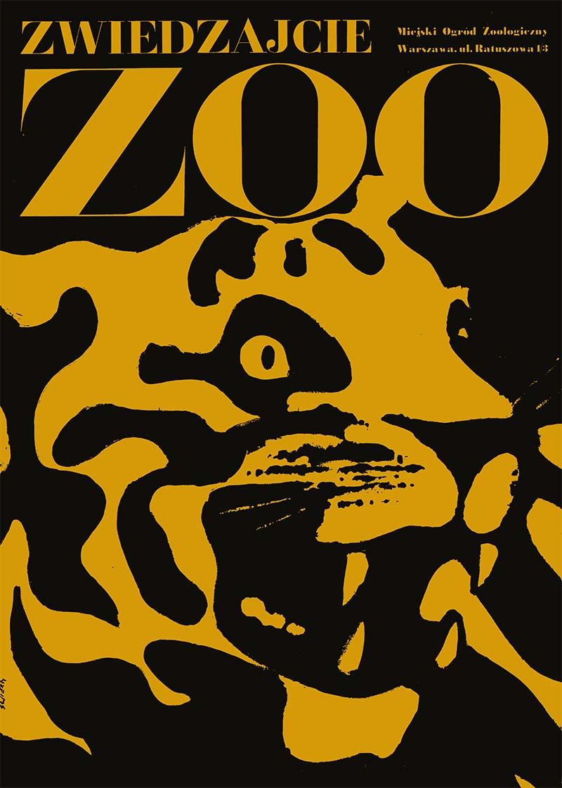 Vintage Warsaw Zoo Tiger Poster