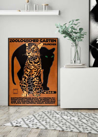 Vintage Munchen Zoo Leopard Poster