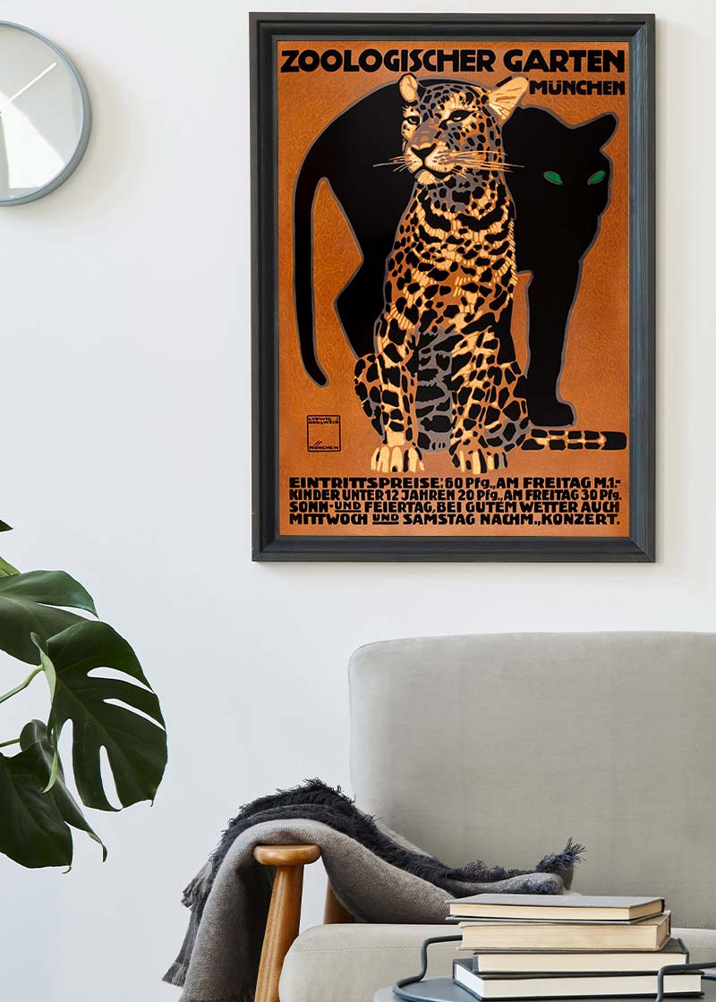 Vintage Munchen Zoo Leopard Poster