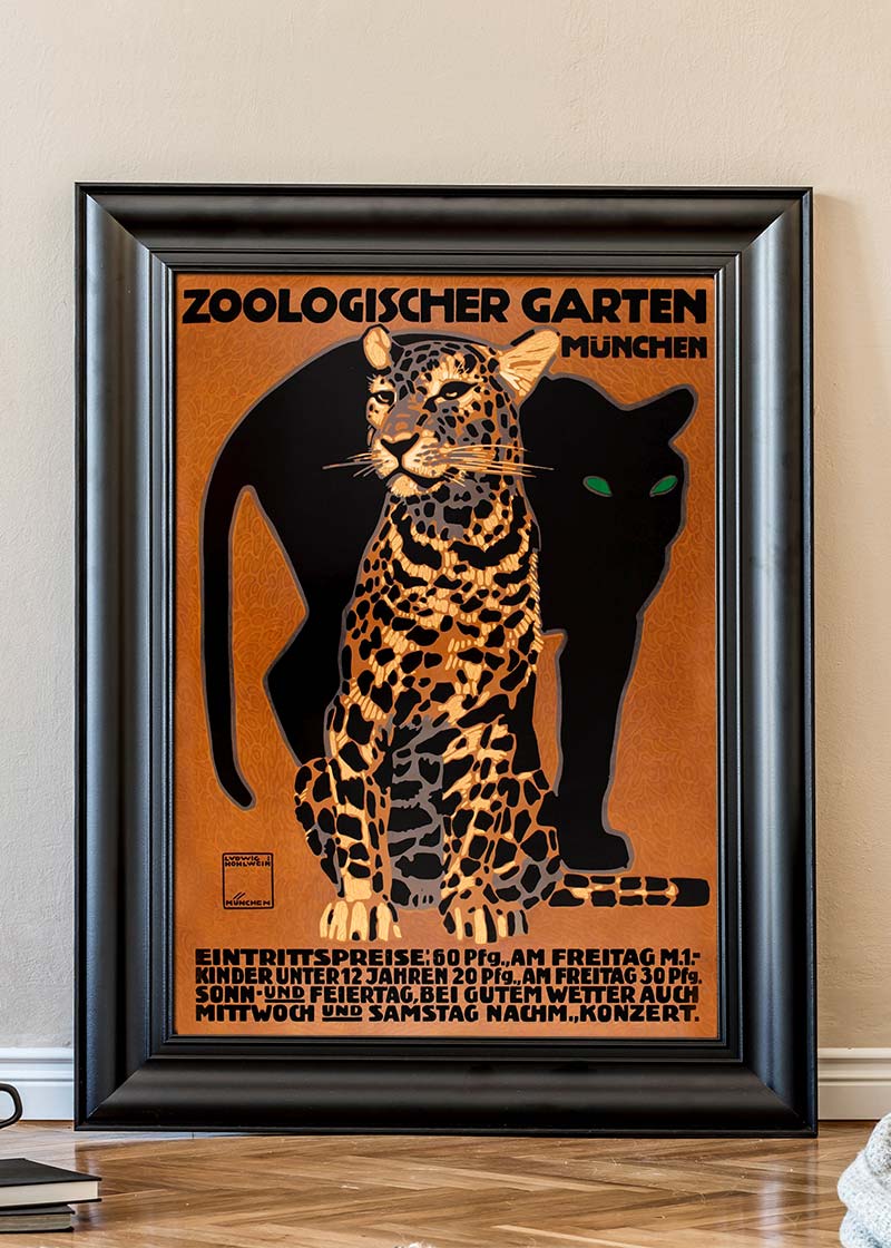 Vintage Munchen Zoo Leopard Poster