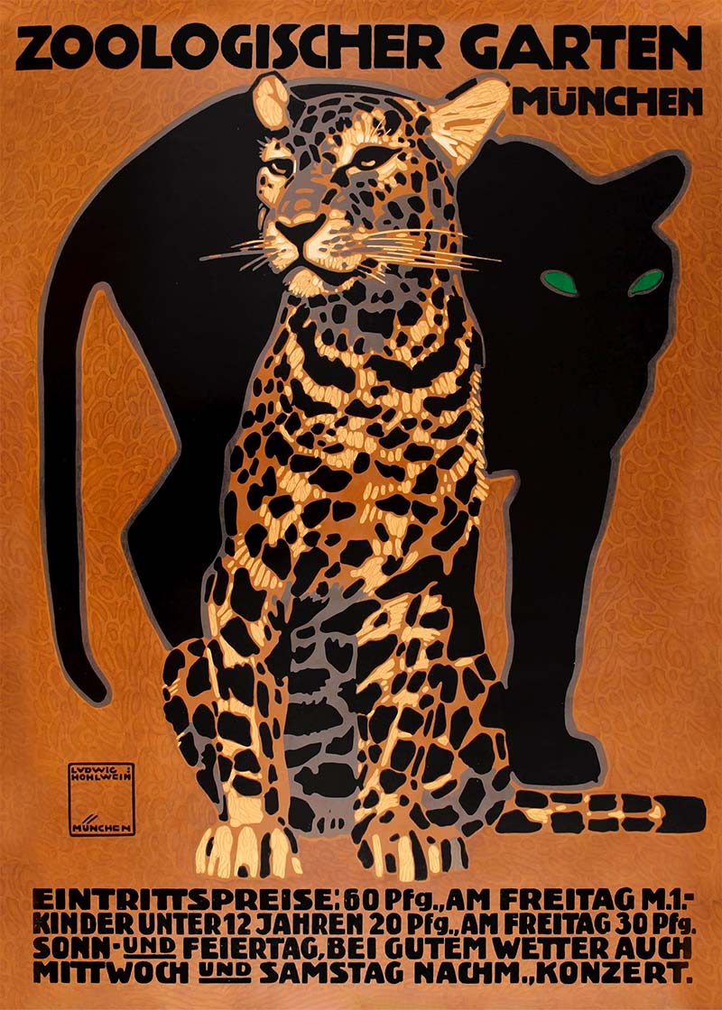 Vintage Munchen Zoo Leopard Poster
