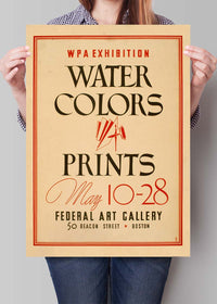 Watercolours and Prints Exhibition Poster Boston
