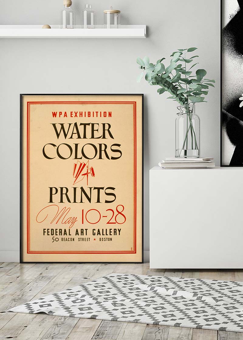 Watercolours and Prints Exhibition Poster Boston