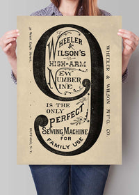 Wheeler and Wilsons Number 9 Sewing Machine Typography Print