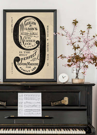 Wheeler and Wilsons Number 9 Sewing Machine Typography Print