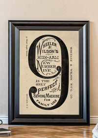 Wheeler and Wilsons Number 9 Sewing Machine Typography Print