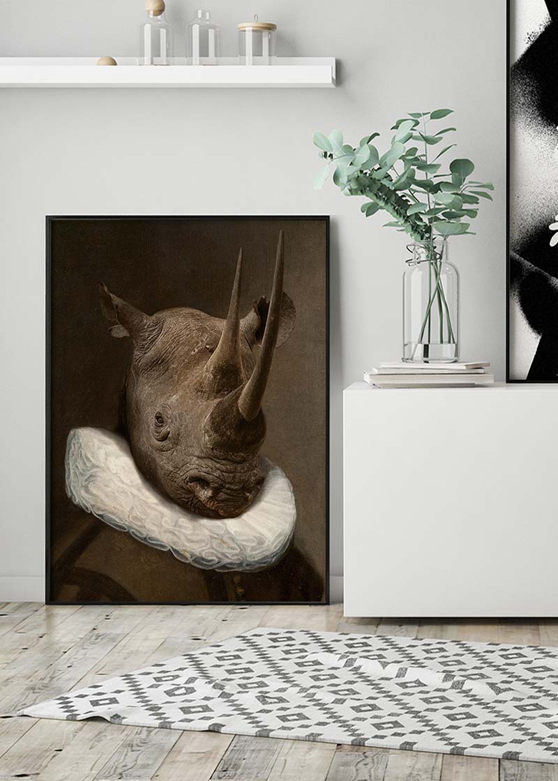 Rhino Victorian Neck Ruff Print