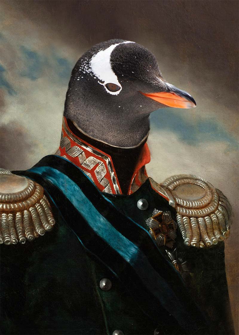 Penguin Military Portrait Print