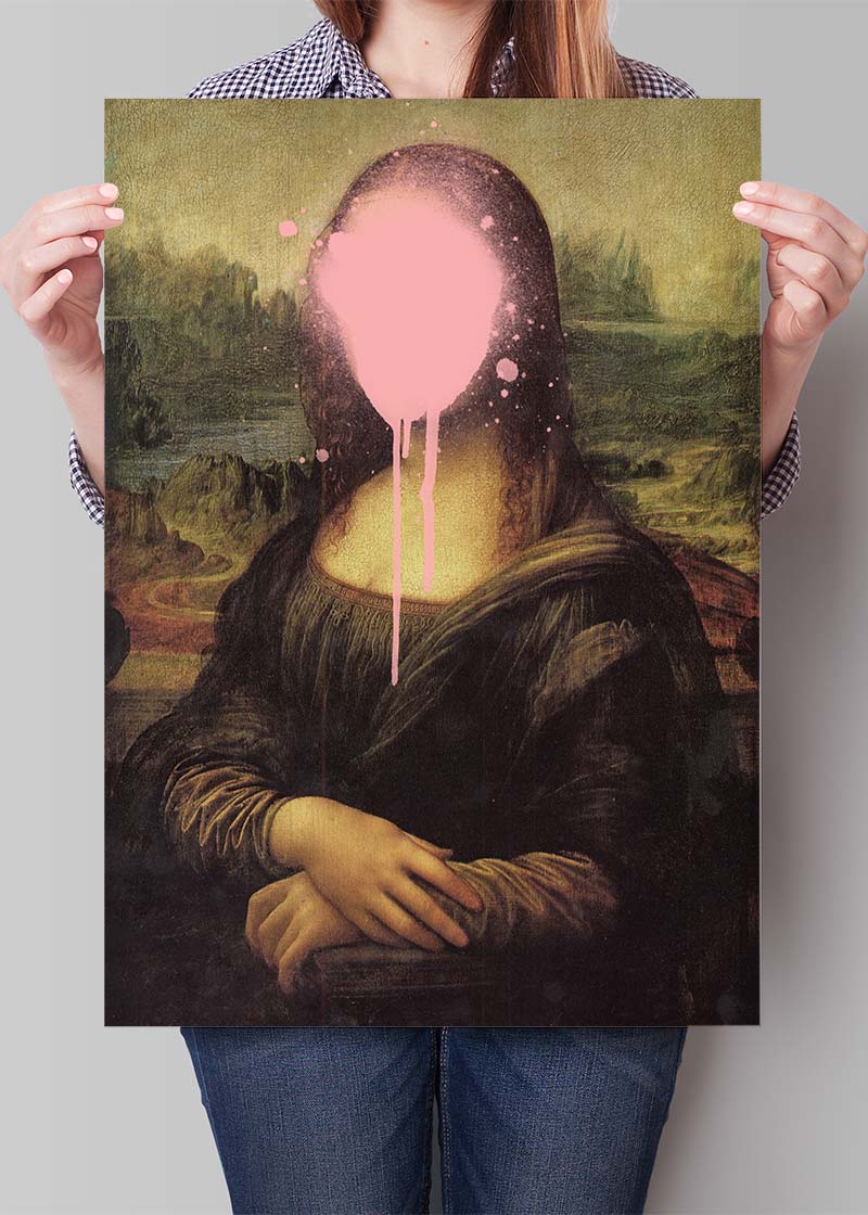 Mona Lisa Splat Spray Paint Face Altered Art Portrait Print