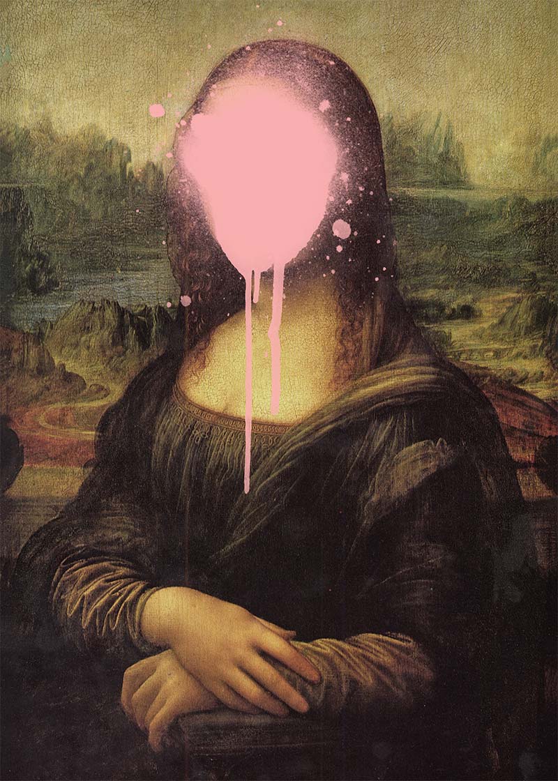 Mona Lisa Splat Spray Paint Face Altered Art Portrait Print