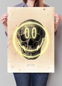 Happy Face Skull Neon Print