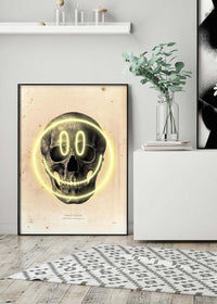 Happy Face Skull Neon Print
