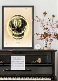 Happy Face Skull Neon Print
