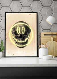 Happy Face Skull Neon Print