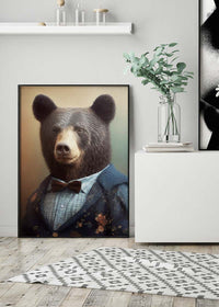 Black Bear Animal Head Portrait Print