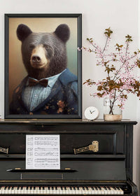 Black Bear Animal Head Portrait Print