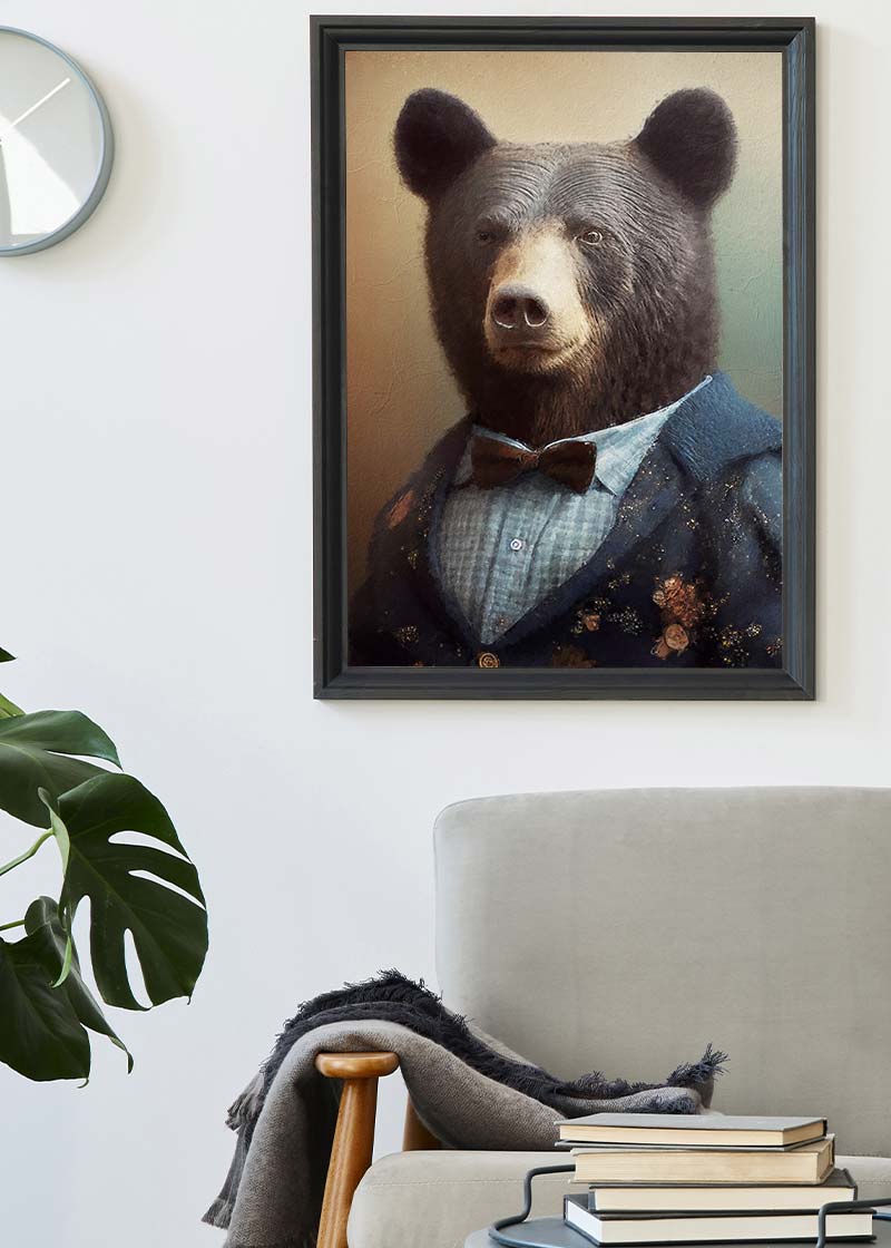 Black Bear Animal Head Portrait Print
