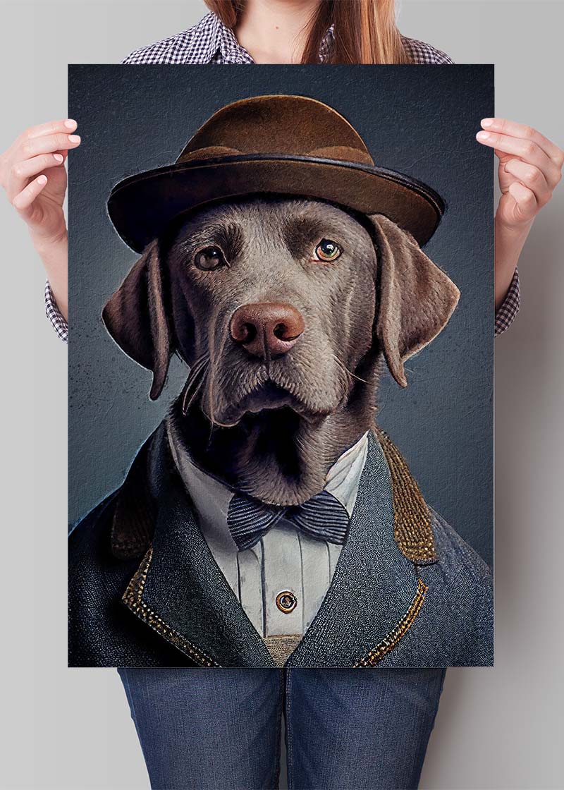 Black Labrador Animal Head Portrait Print