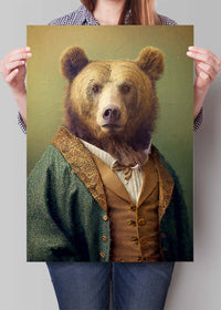 Brown Bear Animal Head Portrait Print