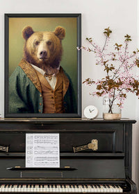 Brown Bear Animal Head Portrait Print