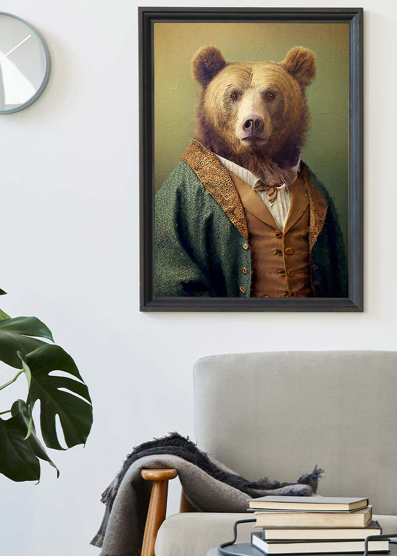 Brown Bear Animal Head Portrait Print