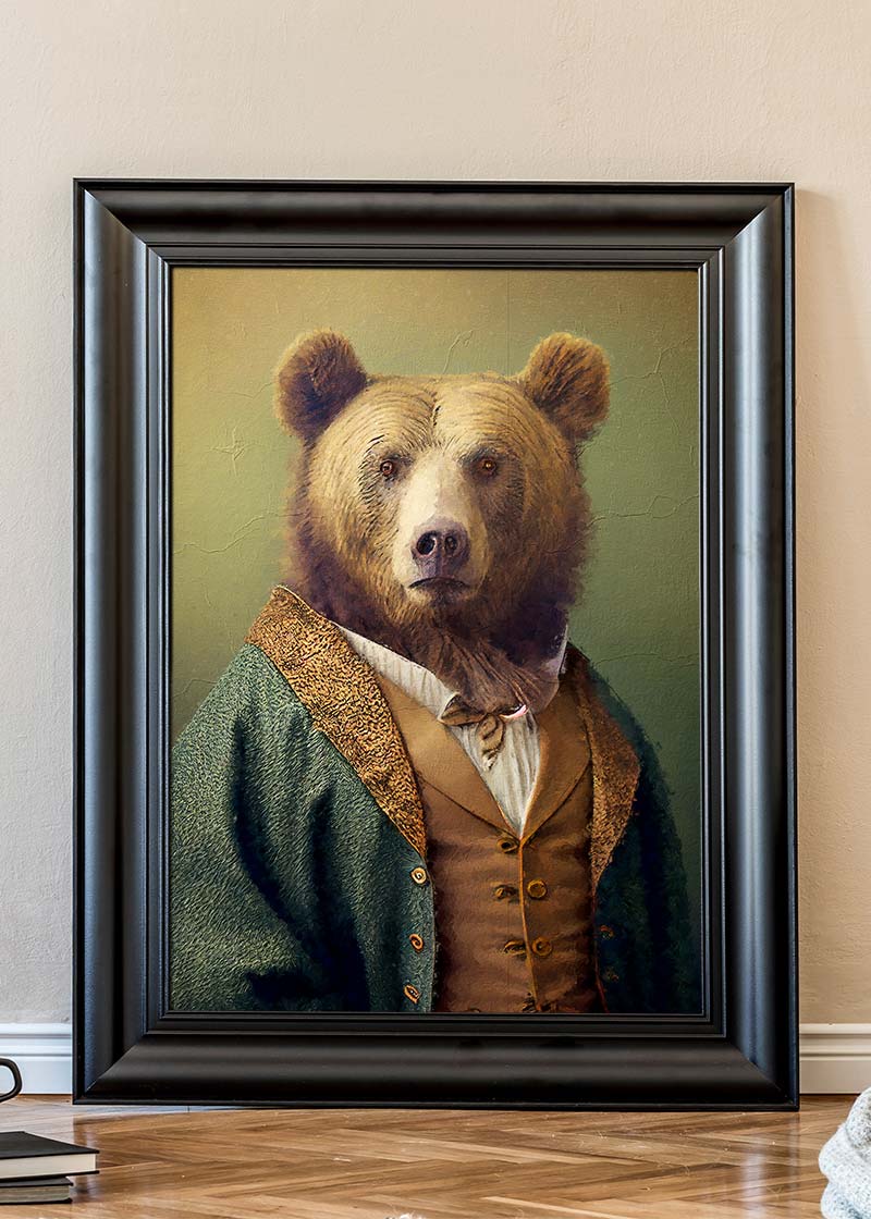Brown Bear Animal Head Portrait Print
