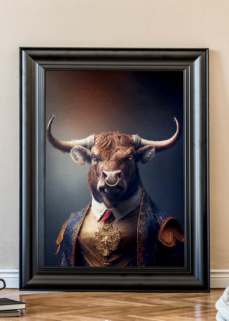 Bull Animal Head Portrait Print