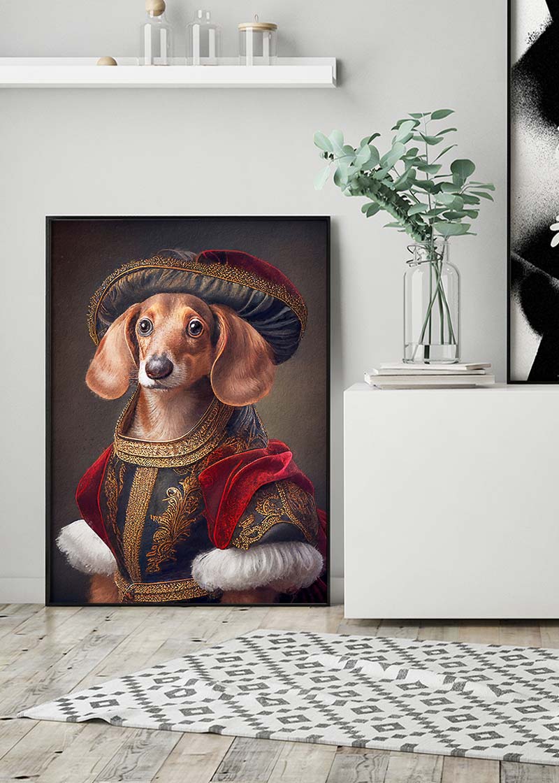 Dachshund Sausage Dog Animal Head Portrait Print