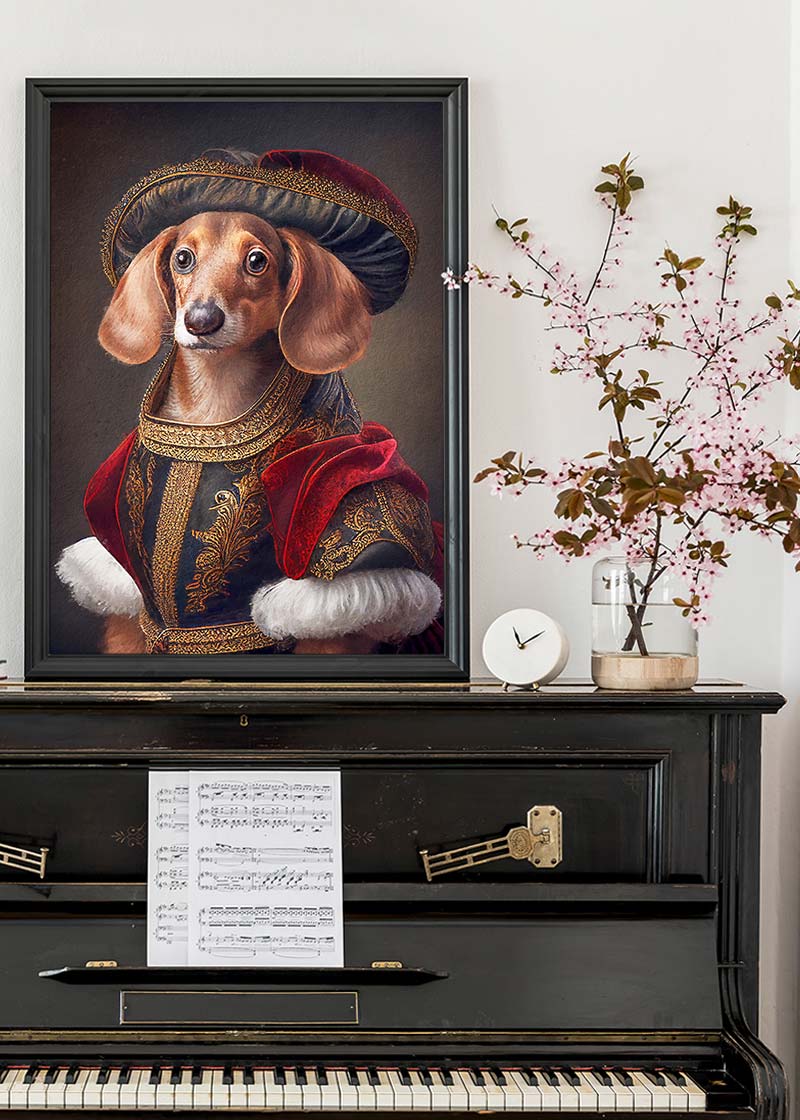 Dachshund Sausage Dog Animal Head Portrait Print