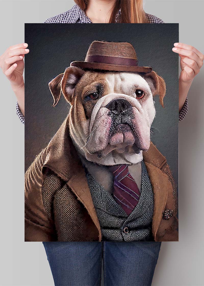 English Bulldog Animal Head Portrait Print
