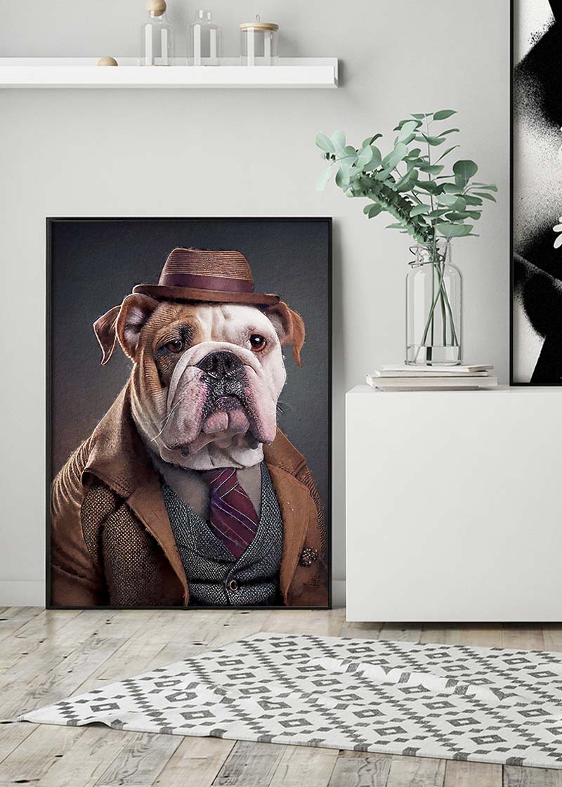 English Bulldog Animal Head Portrait Print