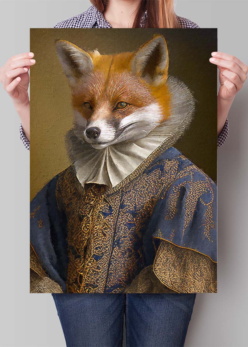 Fox Victorian Animal Head Portrait Print