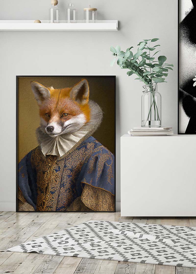 Fox Victorian Animal Head Portrait Print