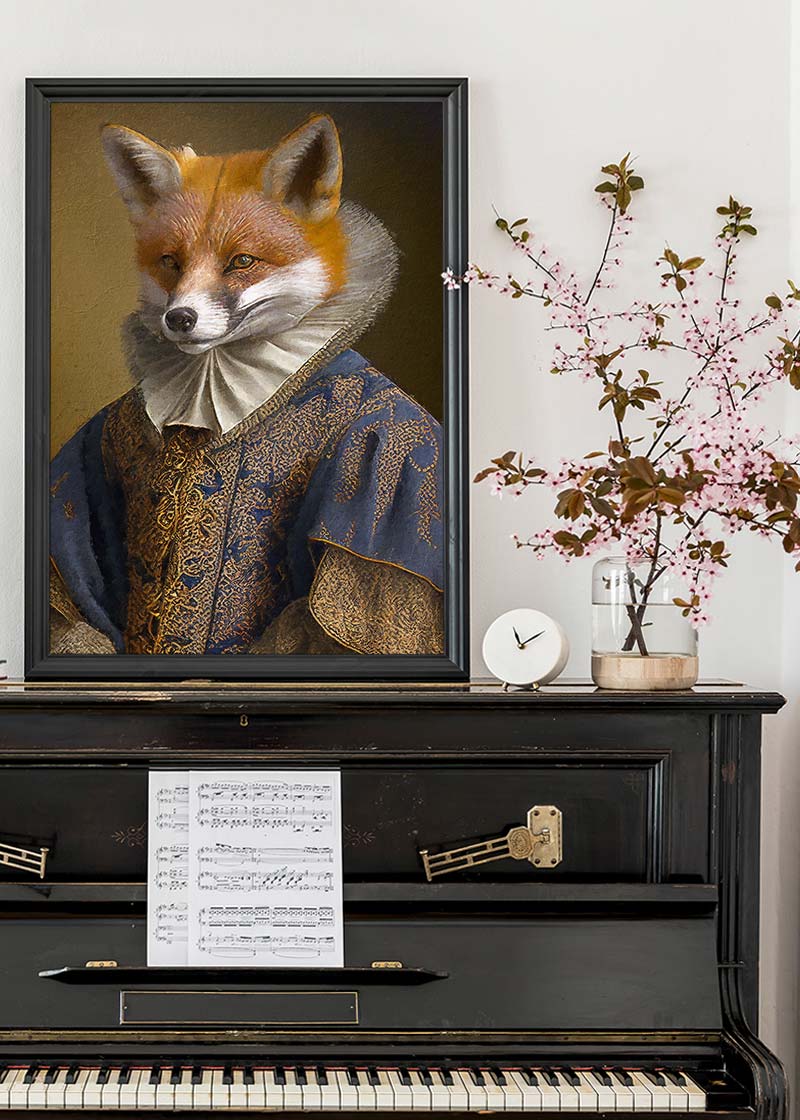 Fox Victorian Animal Head Portrait Print