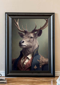 Military Stag Animal Head Portrait Print