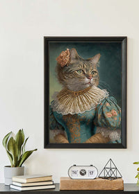 Tabby Cat Lady Animal Head Portrait Print