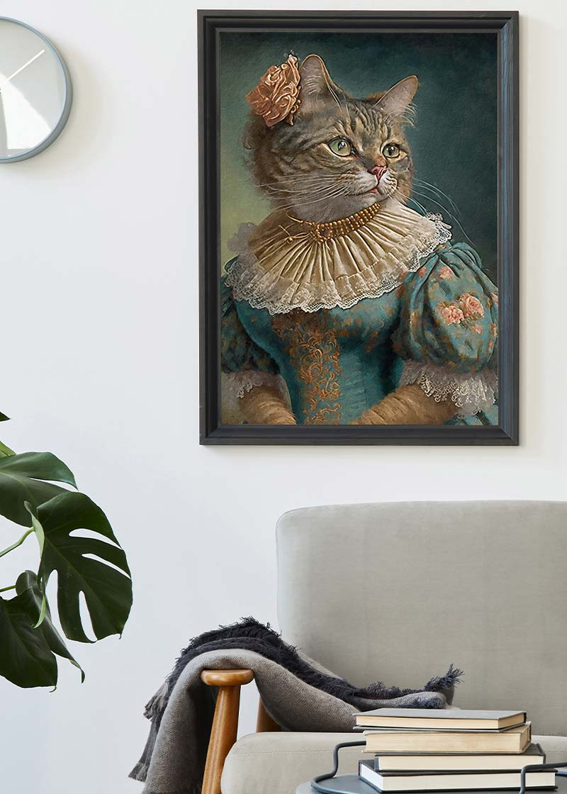Tabby Cat Lady Animal Head Portrait Print