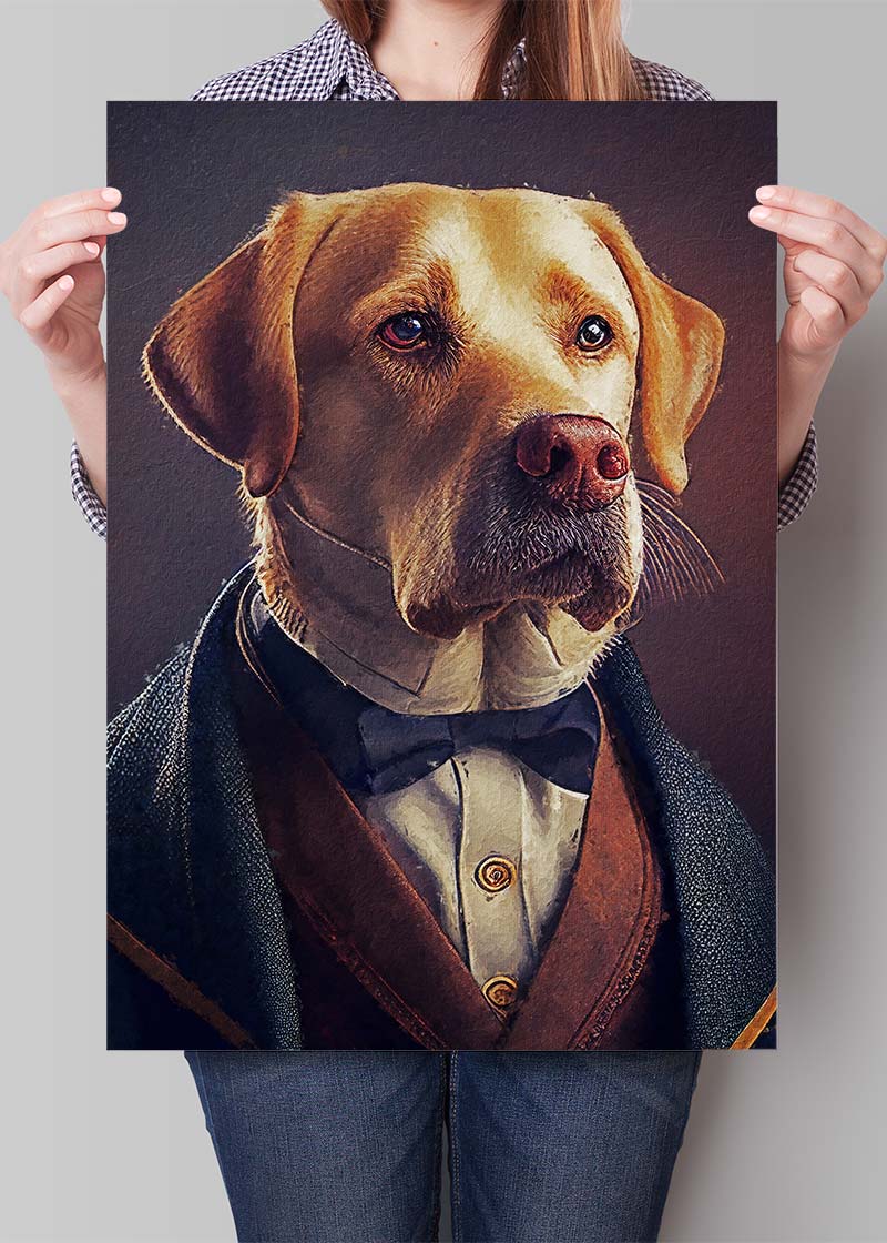 Yellow Labrador Animal Head Portrait Print