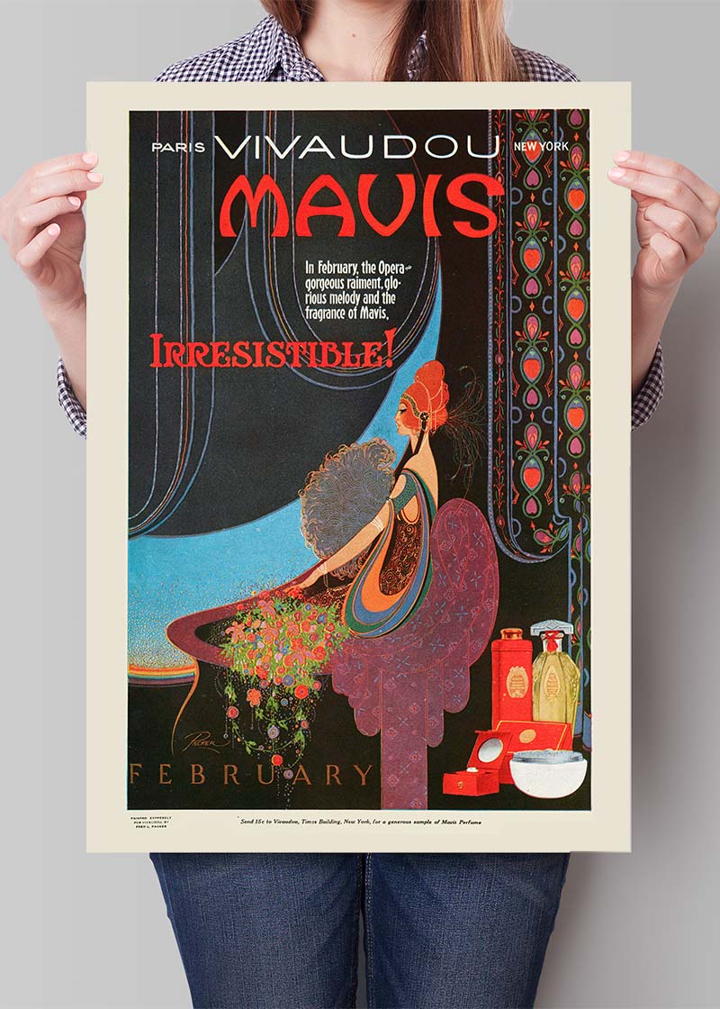 Vivaudous’s Mavis, Irresistible 1920 perfume poster
