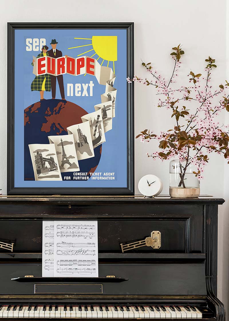 See Europe Vintage Travel Poster