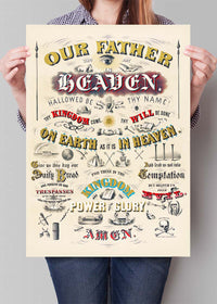 Our Father who art in Heaven Lords Prayer Typography Poster