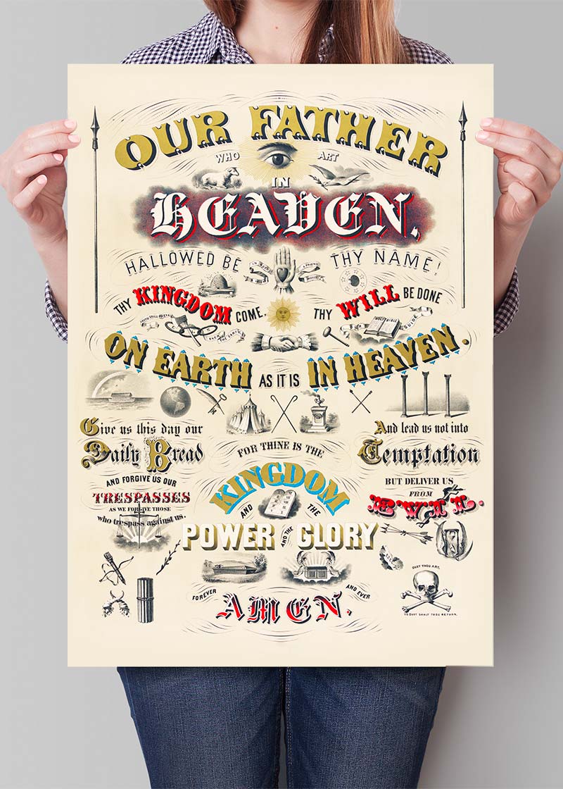 Our Father who art in Heaven Lords Prayer Typography Poster