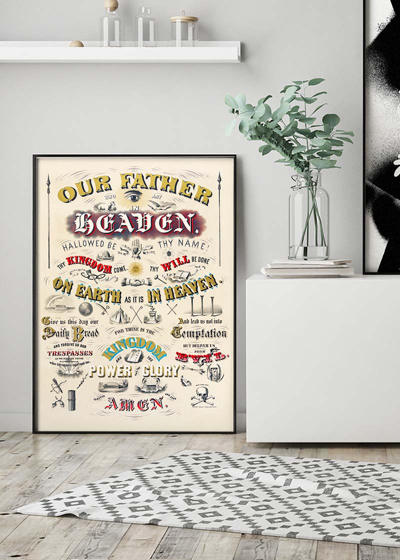 Our Father who art in Heaven Lords Prayer Typography Poster