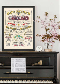 Our Father who art in Heaven Lords Prayer Typography Poster