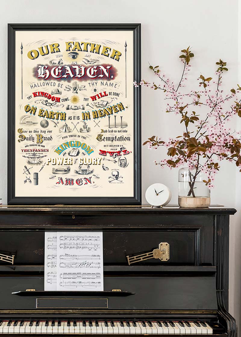 Our Father who art in Heaven Lords Prayer Typography Poster