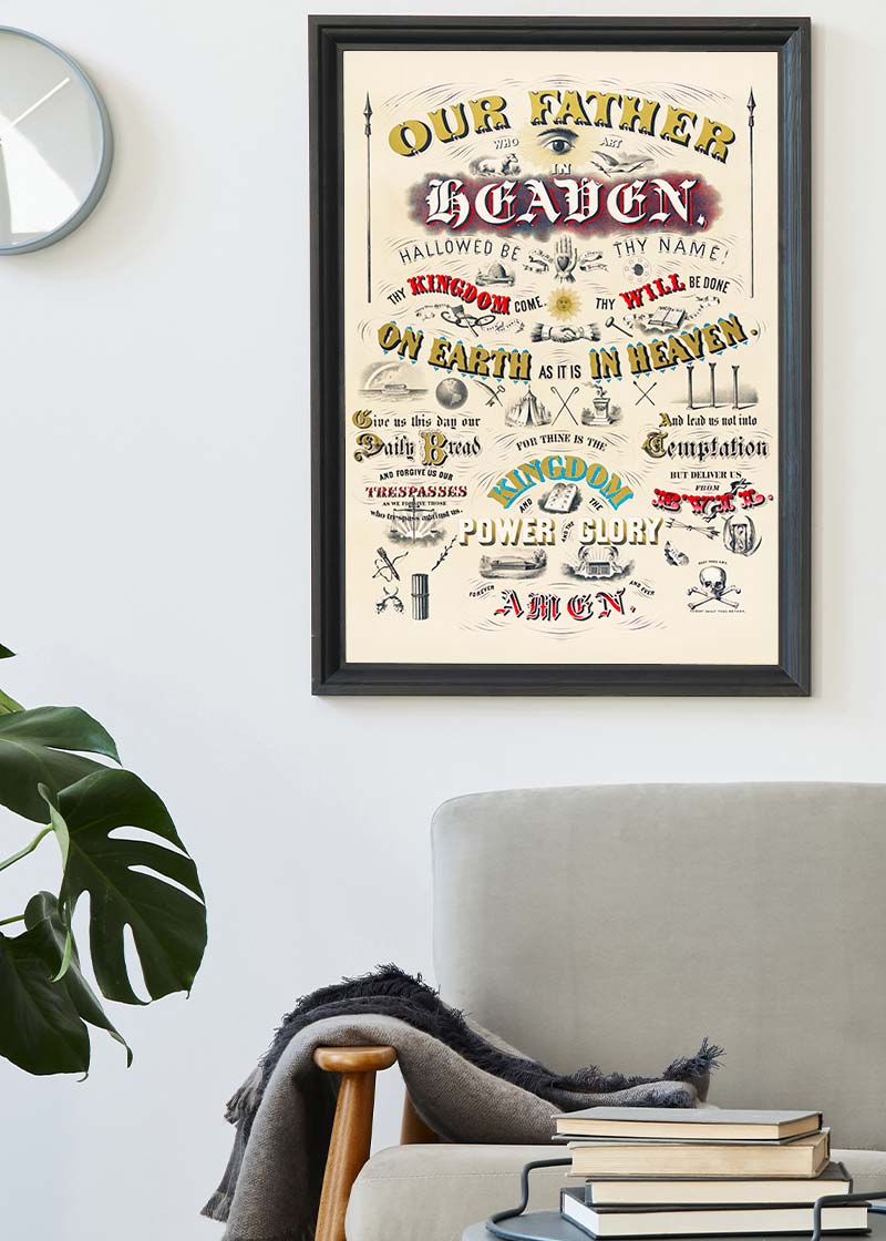Our Father who art in Heaven Lords Prayer Typography Poster
