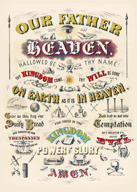 Our Father who art in Heaven Lords Prayer Typography Poster